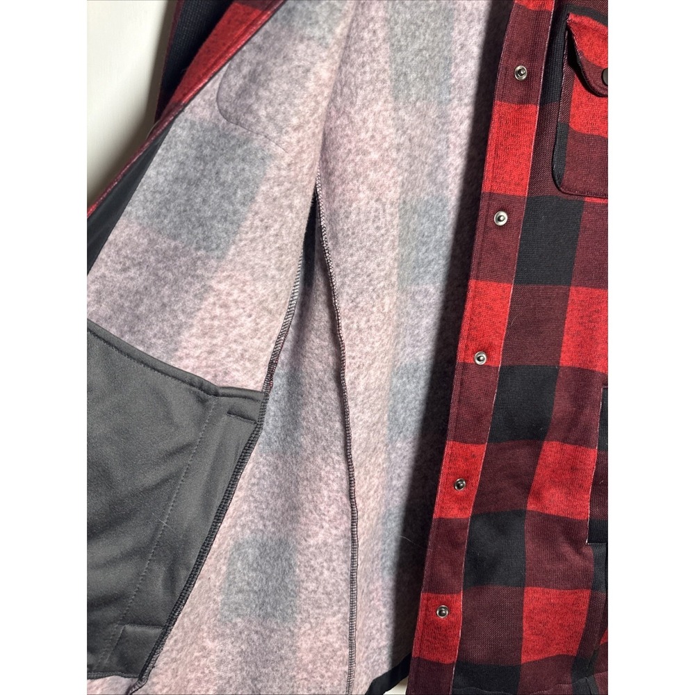 Lands' End Women's Red Black Buffalo Plaid‎ Fleece Shirt Jacket Snap Front Small - Picture 4 of 8